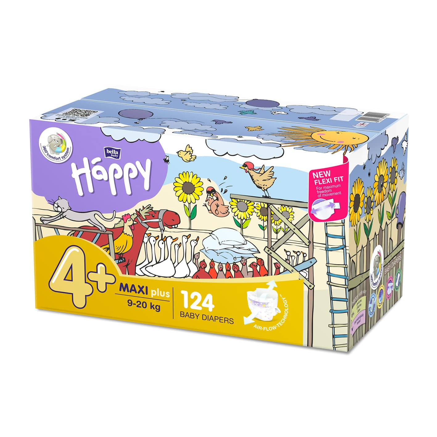 bella baby Happy Box Windeln Größe 4+ Maxi Plus 9-20 kg 124 Stück