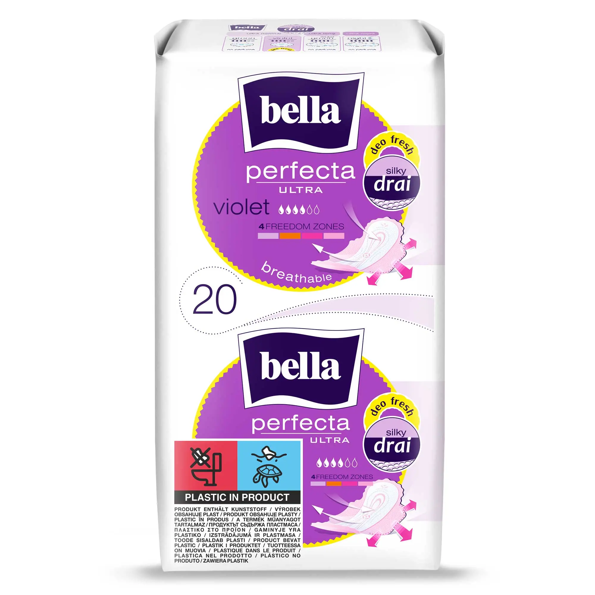 bella Perfecta, Ultra Binden Violet, mit Flügeln und Duft, Silky Drai (20 Stück)