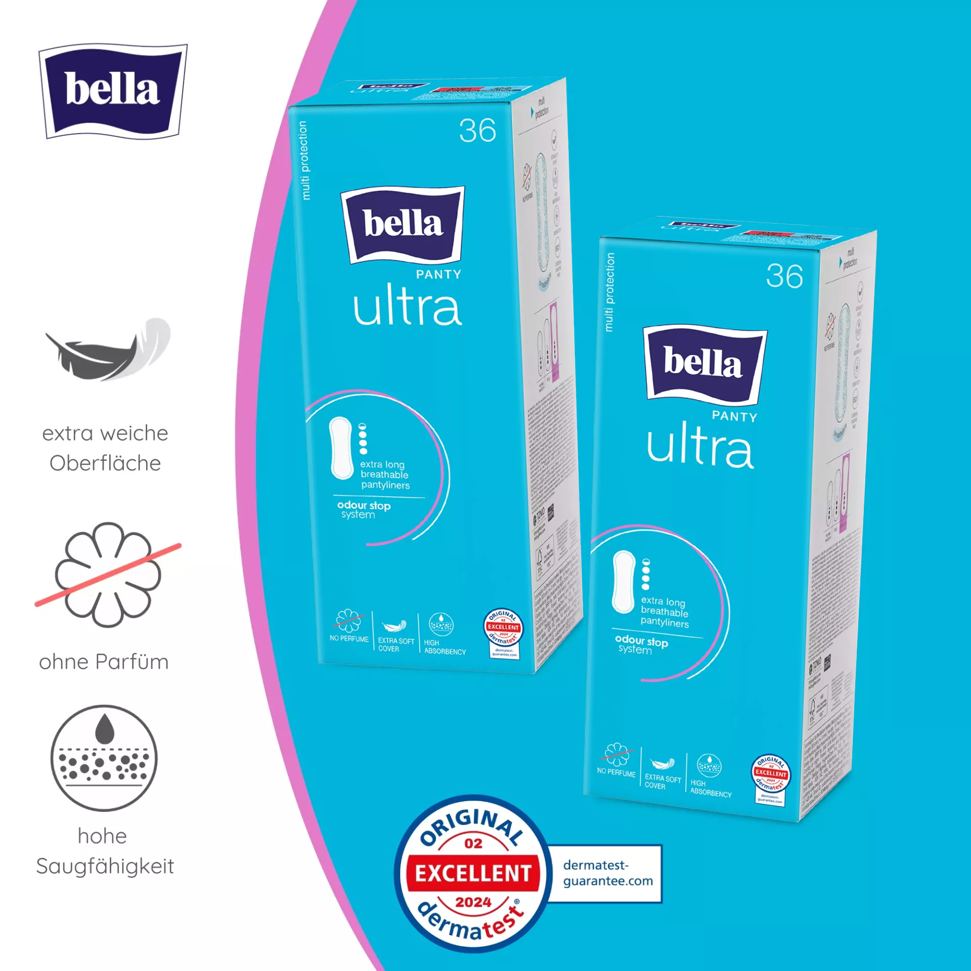 bella Panty, Ultra, Slipeinlagen, Extra Long (36 Stück)
