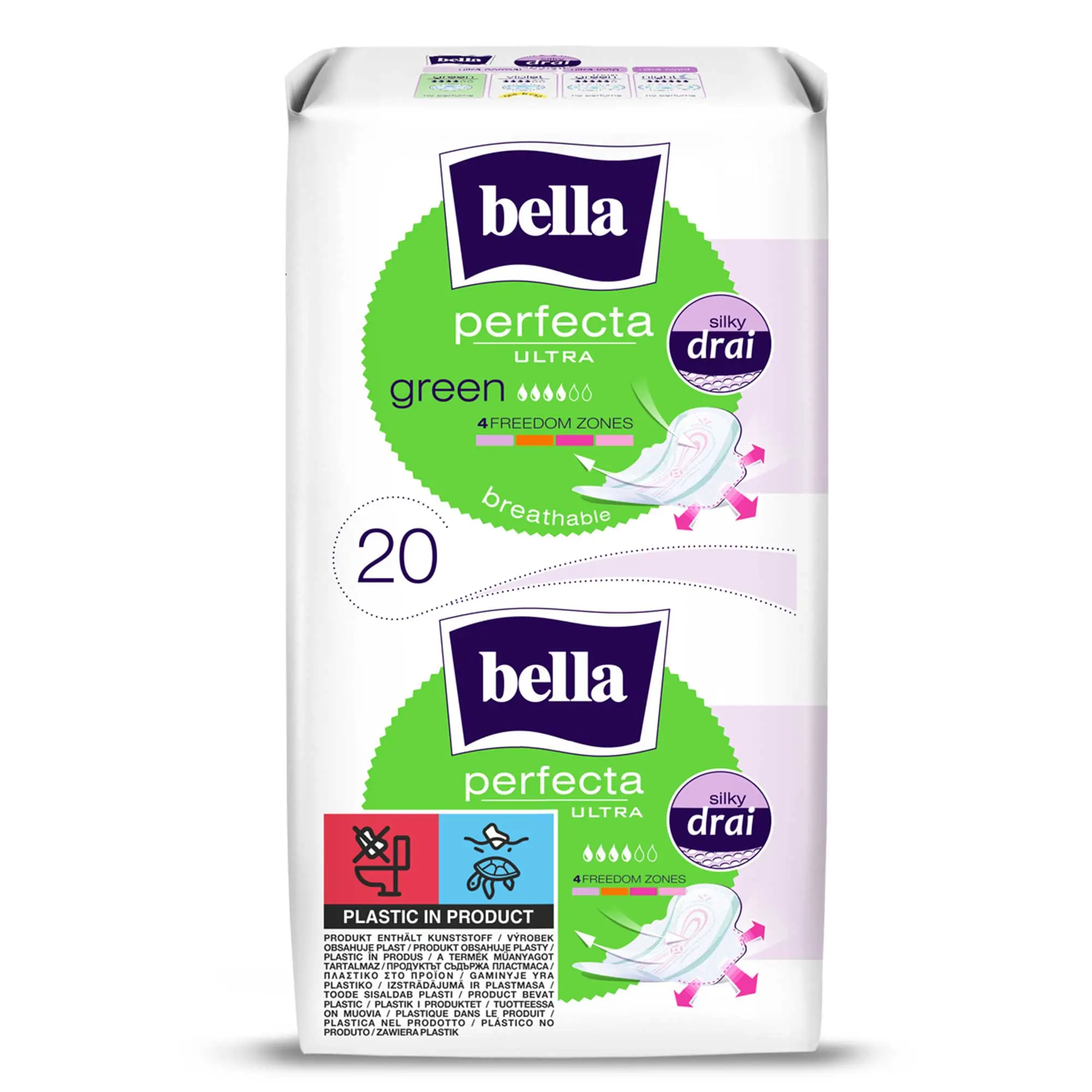 bella Perfecta, Ultra Binden Green, mit Flügeln, Silky Drai (20 Stück)