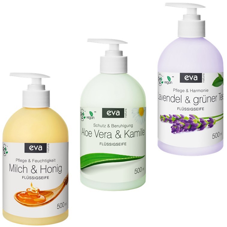 Eva Natura cremige Flüssigseifen nach Wahl im 3er Pack 3x500 ml