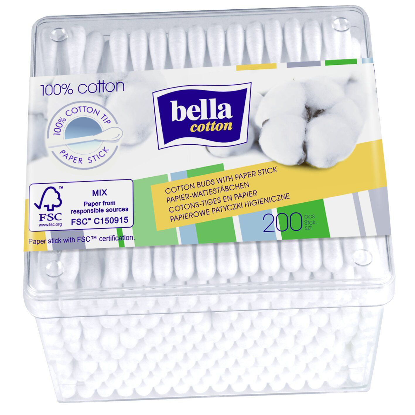 bella cotton Wattestäbchen Box 200 Stück