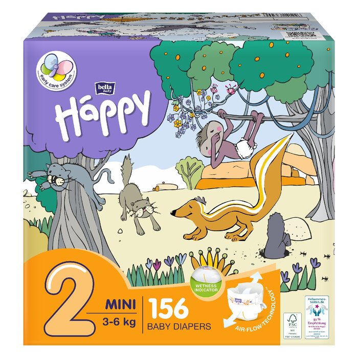 bella baby Happy Windeln Gr.2 Mini 3-6kg HAPPY BOX 156 Stück