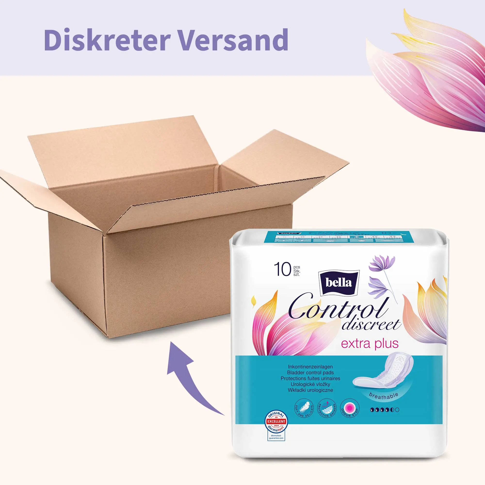 bella Control Discreet, Inkontinenzeinlagen, Extra Plus (10 Stück)