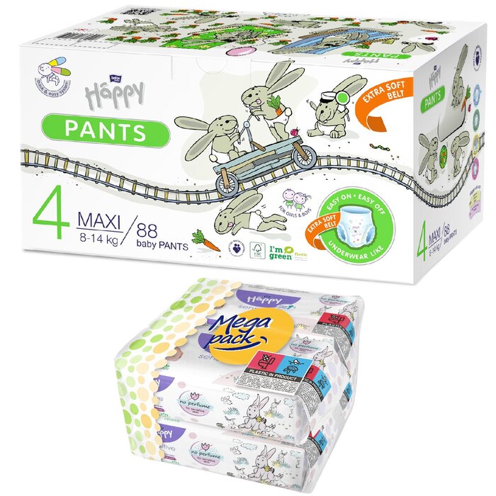 Feuchttücher Sorte: 4er Pack Sensitive, bella baby Happy Pants: Maxi Pants Box