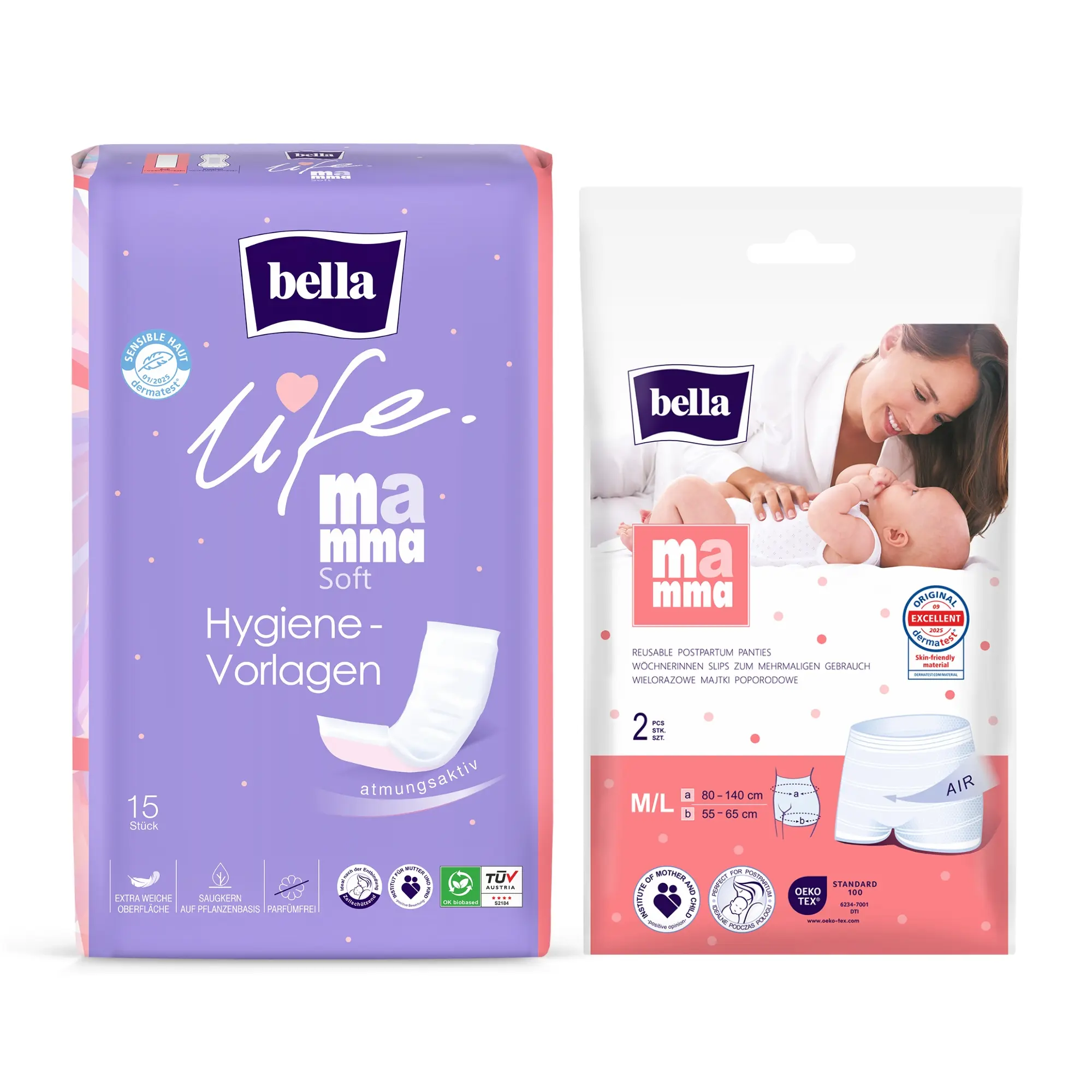 bella life Mamma Soft Hygiene-Vorlagen 45 Stück + Slips M/L 6 Stück