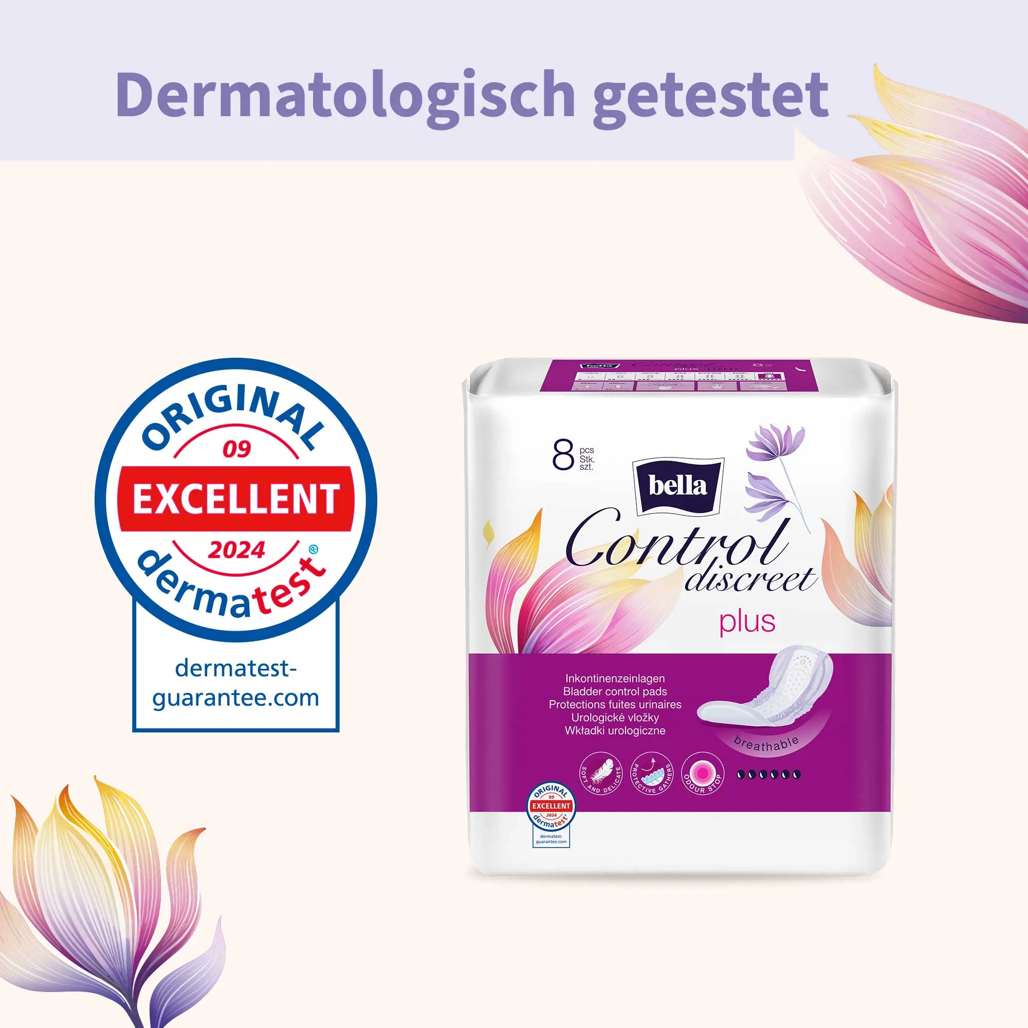 bella Control Discreet, Inkontinenzeinlagen, Plus (8 Stück)