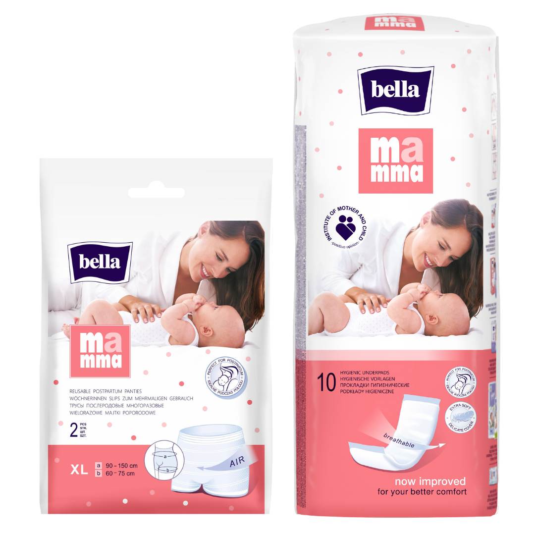 bella Mamma Set 6 Slips XL +60 Stück Wöchnerinnen Vorlagen/Vlieswindeln