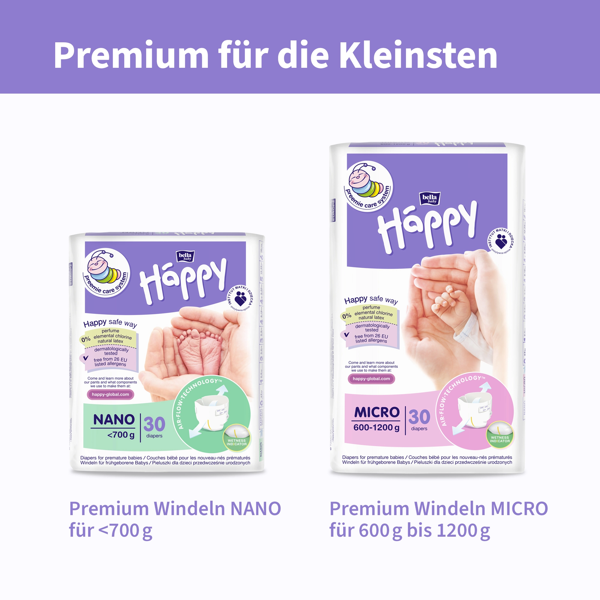 bella baby Happy Windeln für Frühgeborene Nano  unter 700g 30 Stück
