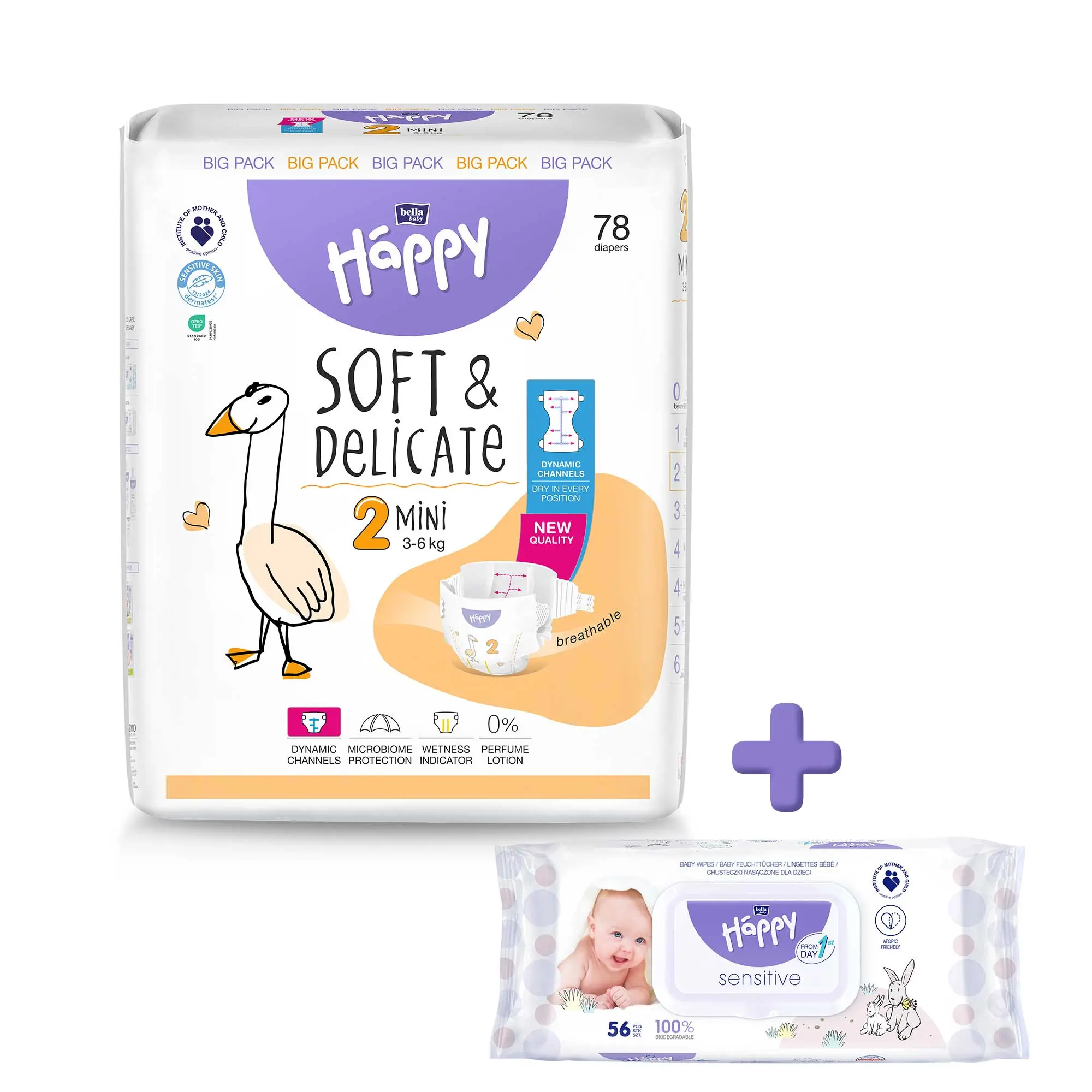 bella baby Happy Windeln + gratis Feuchttücher, in verschiedenen Varianten, versandkostenfrei