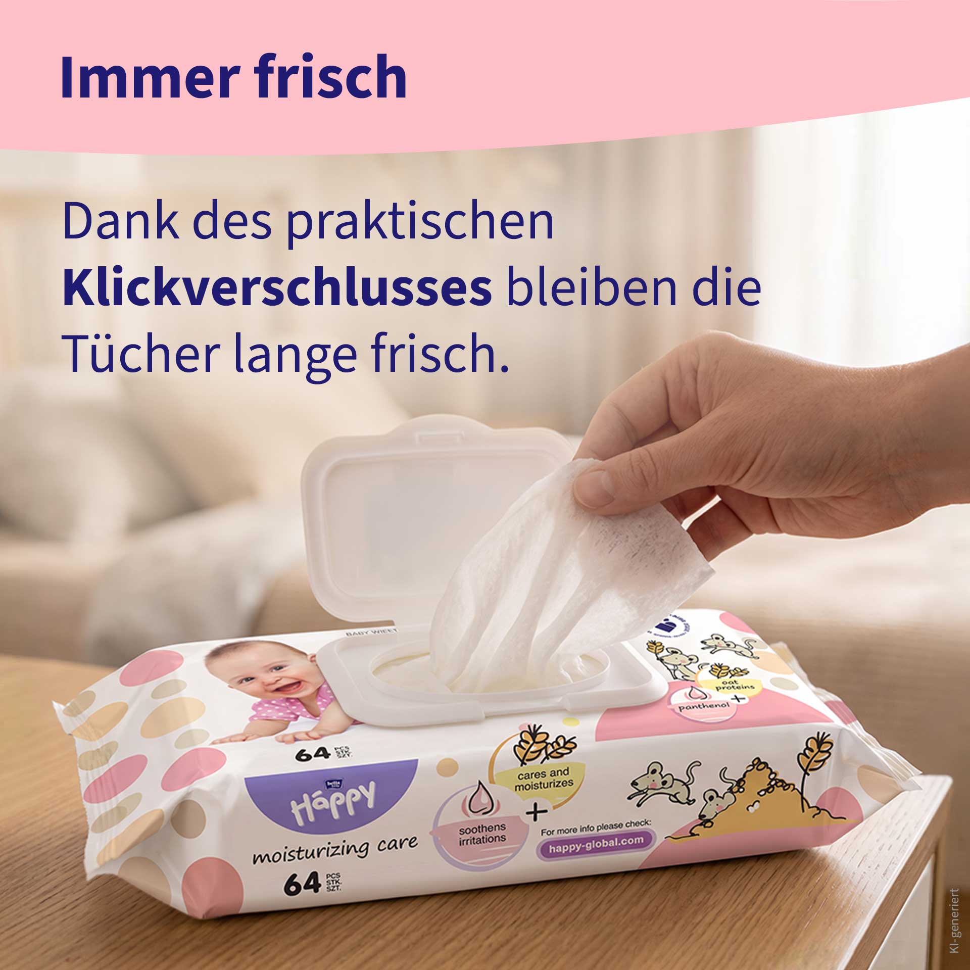 bella baby Happy Feuchttücher Haferproteine und Panthenol mit Klickverschluss 64 Stück