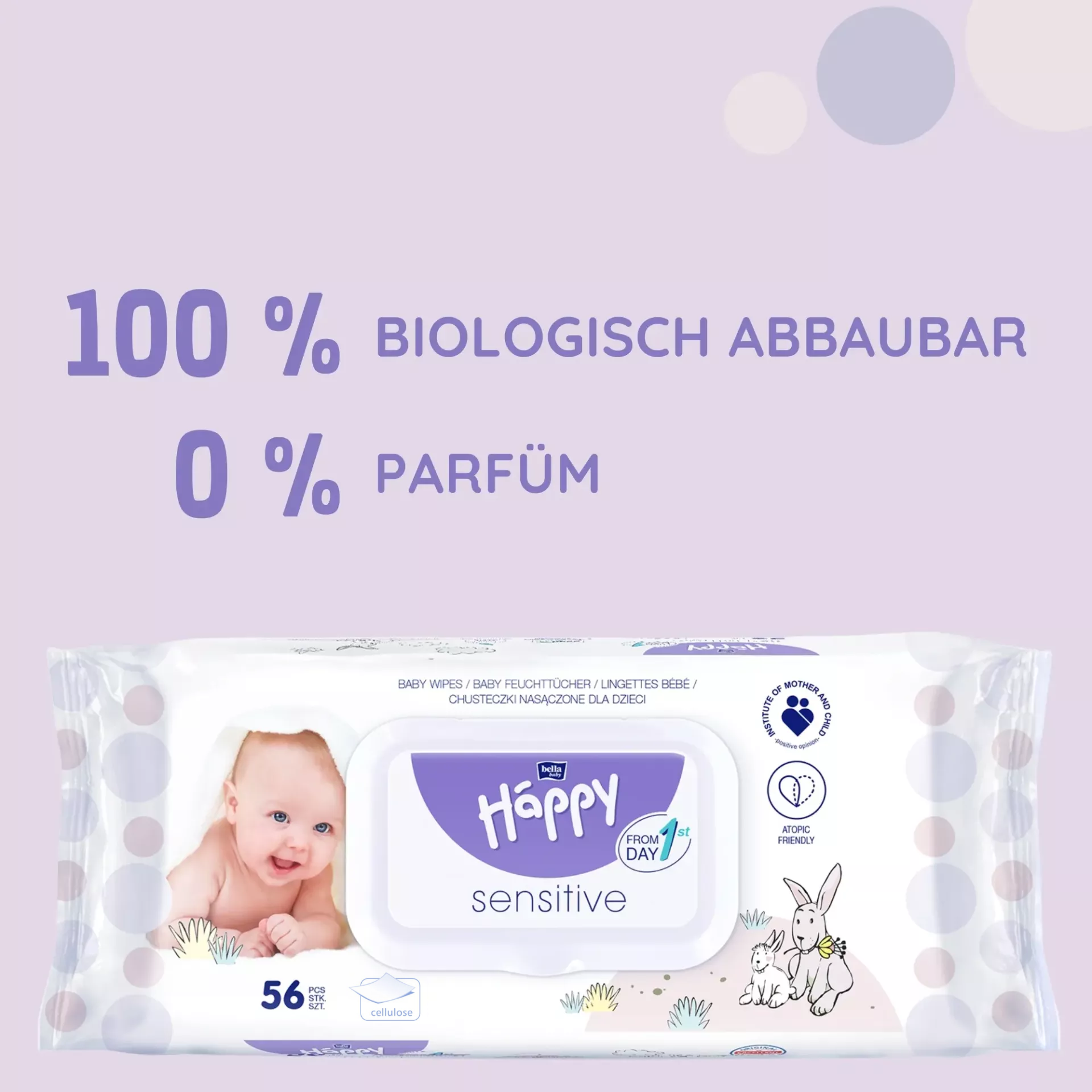 bella baby Happy Feuchttücher Sensitive mit Klickverschluss MEGA PACK 3x56 Stück