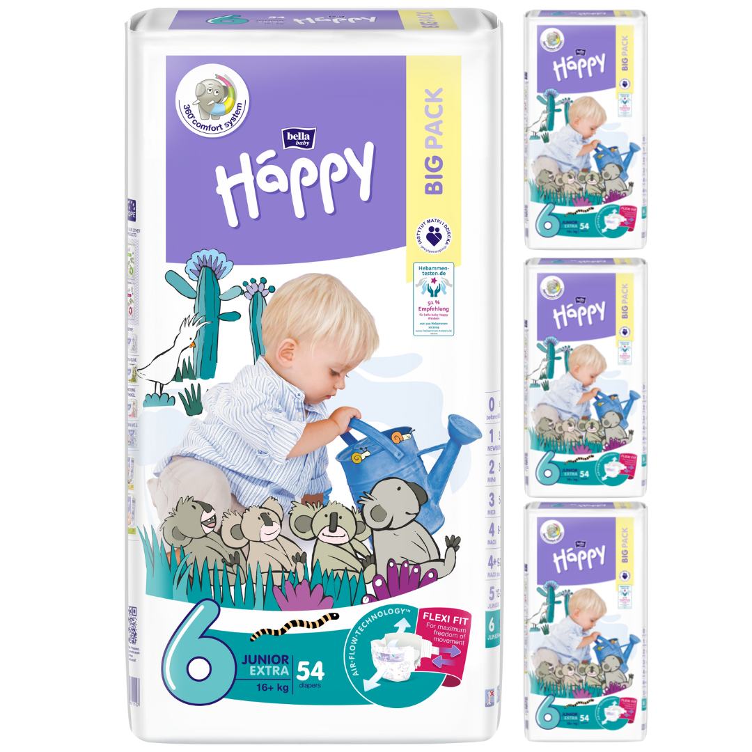 bella baby Happy Windeln Größe 6 Junior Extra 16+kg BIG PACK 4x54 Stück