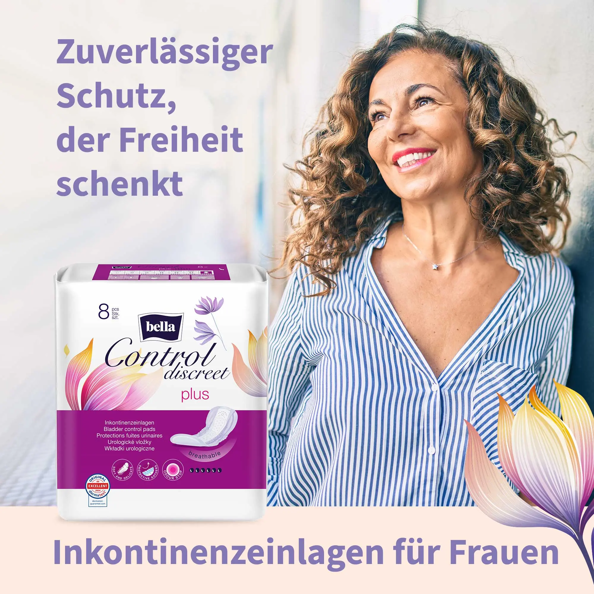 bella Control Discreet, Inkontinenzeinlagen, Plus (8 Stück)