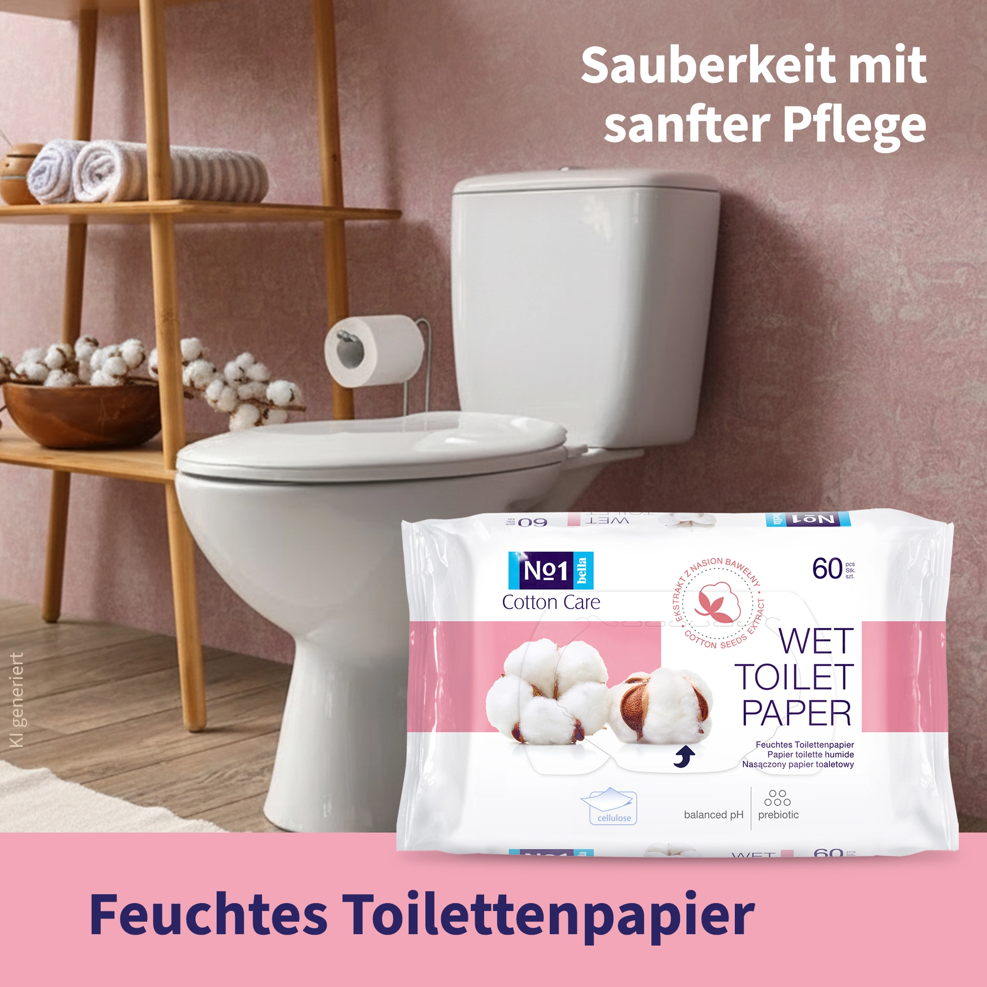 bella No.1 feuchtes Toilettenpapier Cotton Care 60 Stück