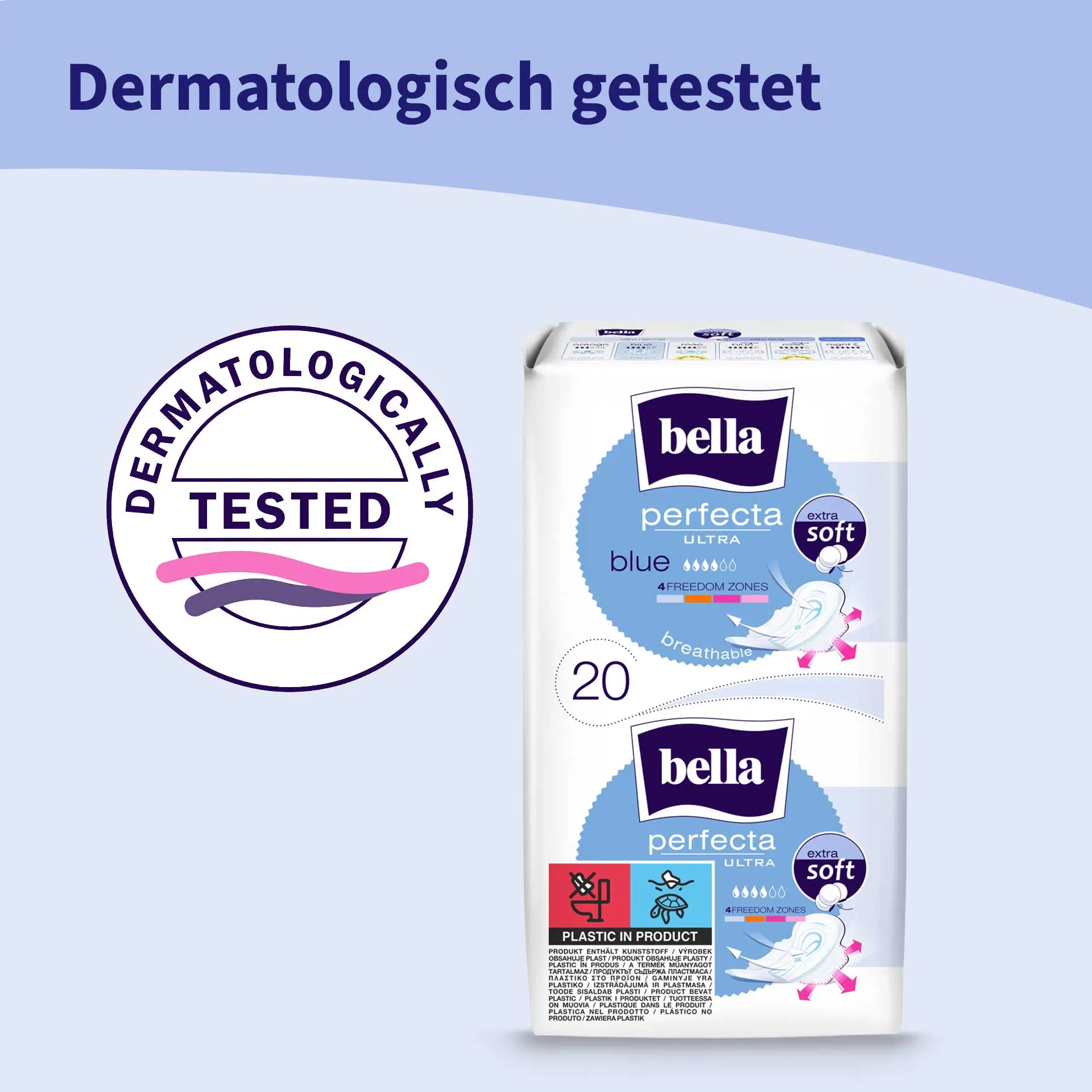 bella Perfecta, Ultra Binden Blue, mit Flügeln, Extra Soft (20 Stück)