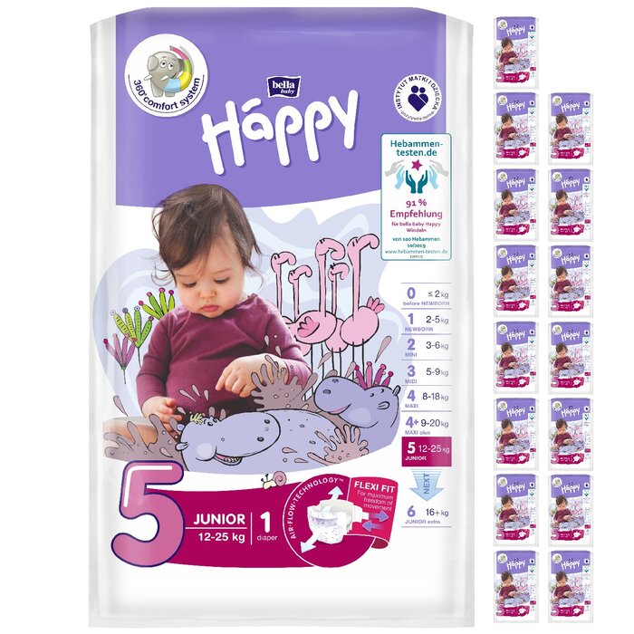 bella baby Happy Windeln Größe 5 Junior 12-25kg 1 Stück im 16er Pack