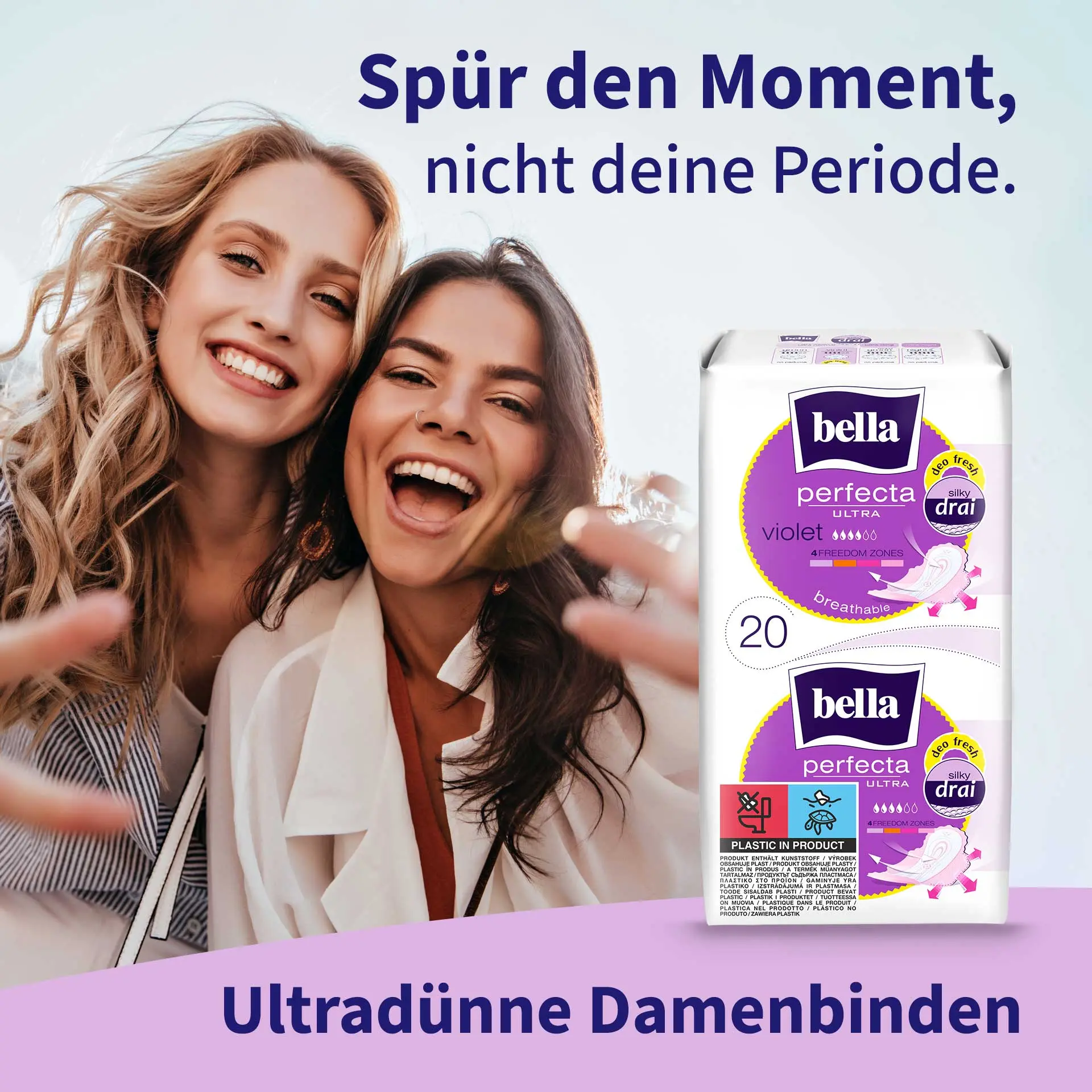 bella Perfecta, Ultra Binden Violet, mit Flügeln und Duft, Silky Drai (20 Stück)