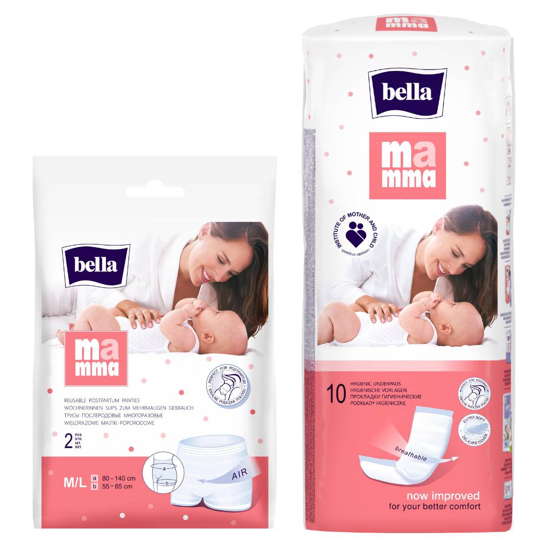 bella Mamma Set 6 Slips M/L +60 Stück Wöchnerinnen Vorlagen/Vlieswindeln