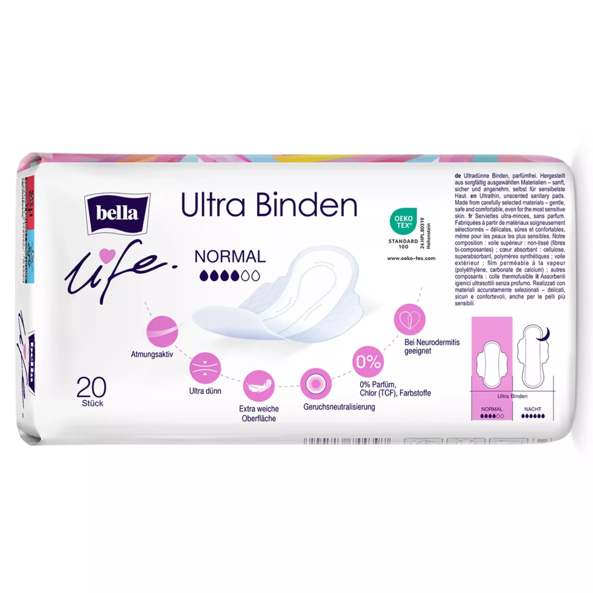 bella life Ultra Binden Normal mit Flügeln (20 Stück)