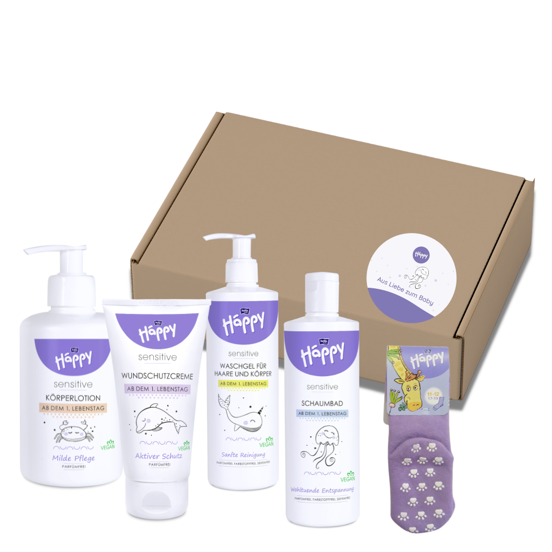 bella baby Happy Sensitive Pflegeprodukte Box mit Socken