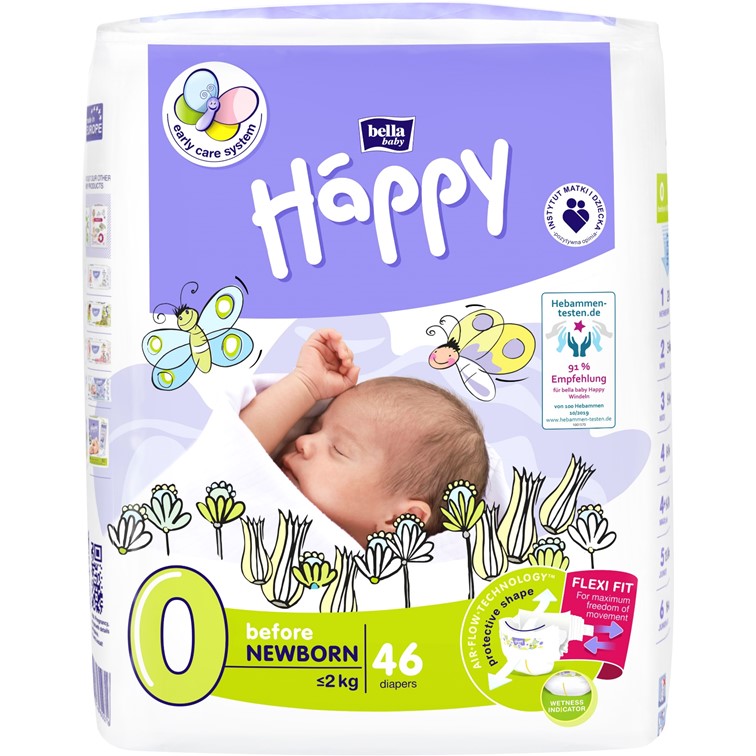 Happy Windeln Gr.0 Before Newborn < 2kg 46 Stück