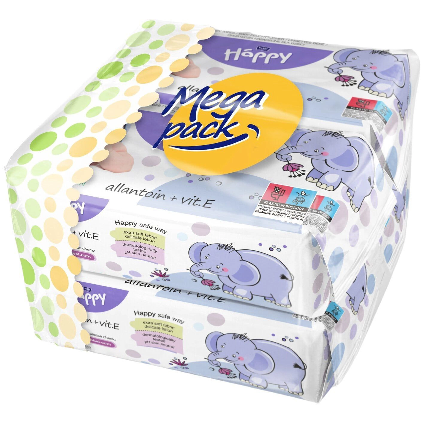 Mega Pack bella baby Happy Feuchttücher Allantoin & Vitamin E mit Klebeverschluss 4x64 Stück