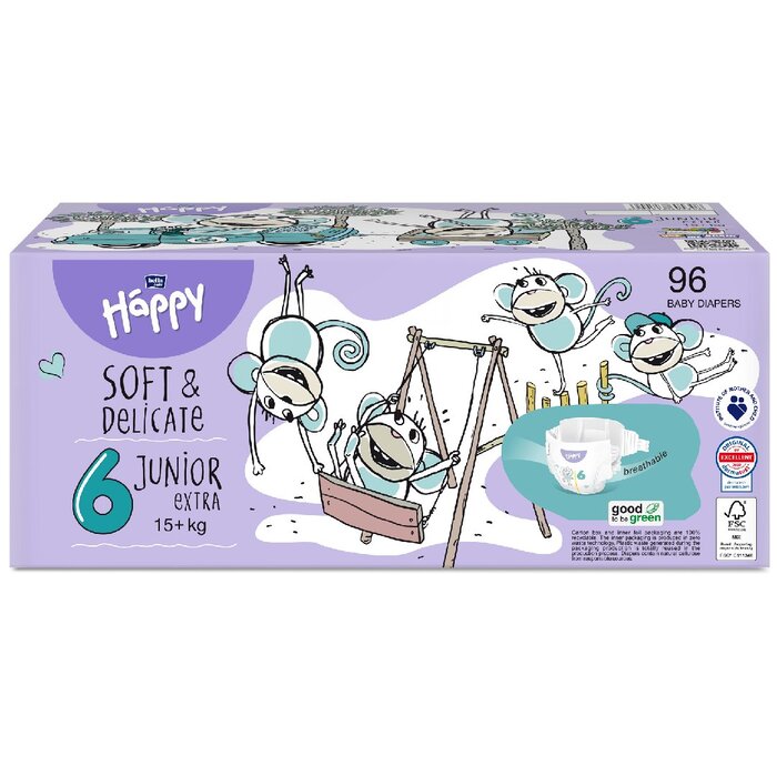 Happy Box soft & delicate: Happy Box Größe 6 Junior Extra 15+kg 96 Stück
