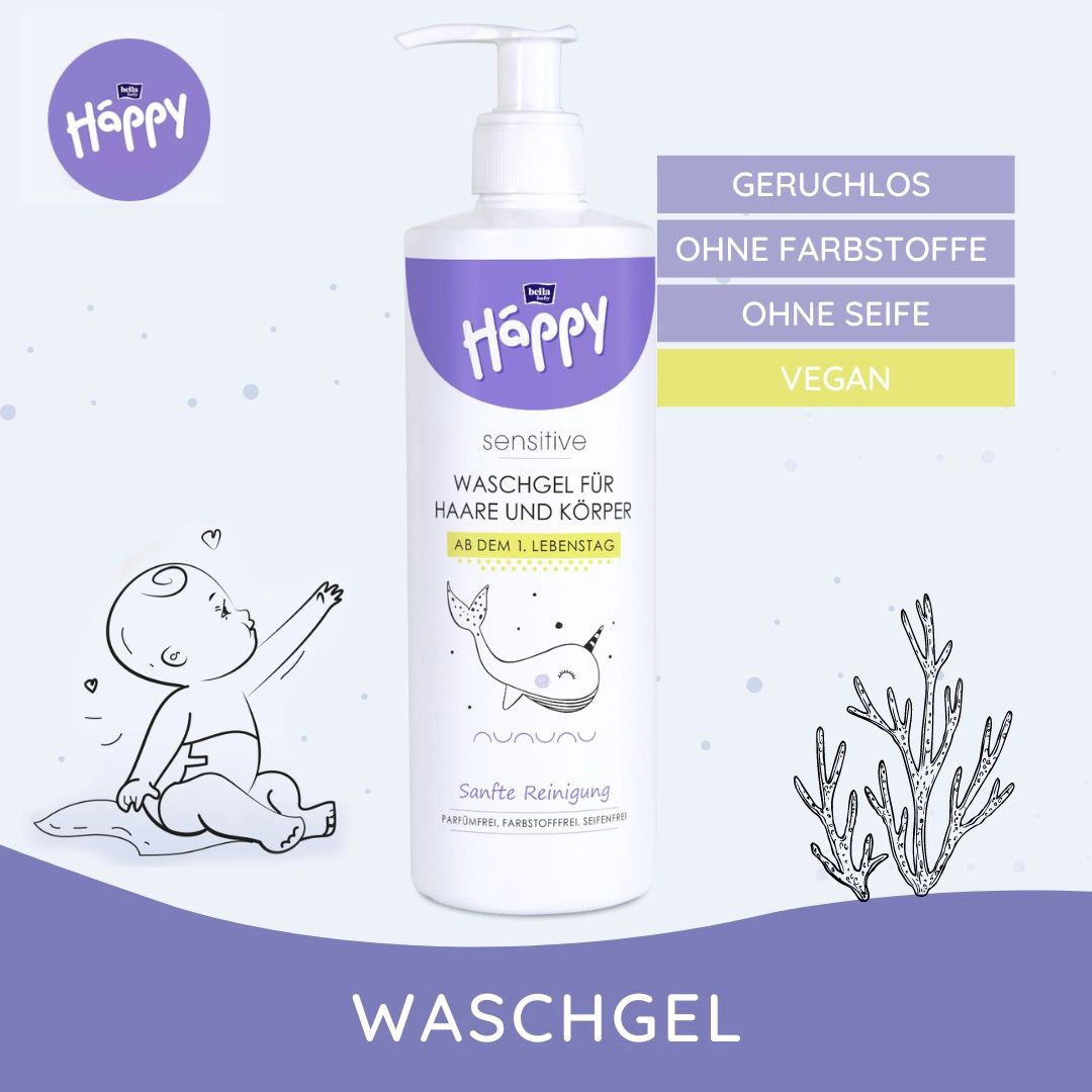 bella baby Happy Sensitive Waschgel für Haare und Körper 400 ml