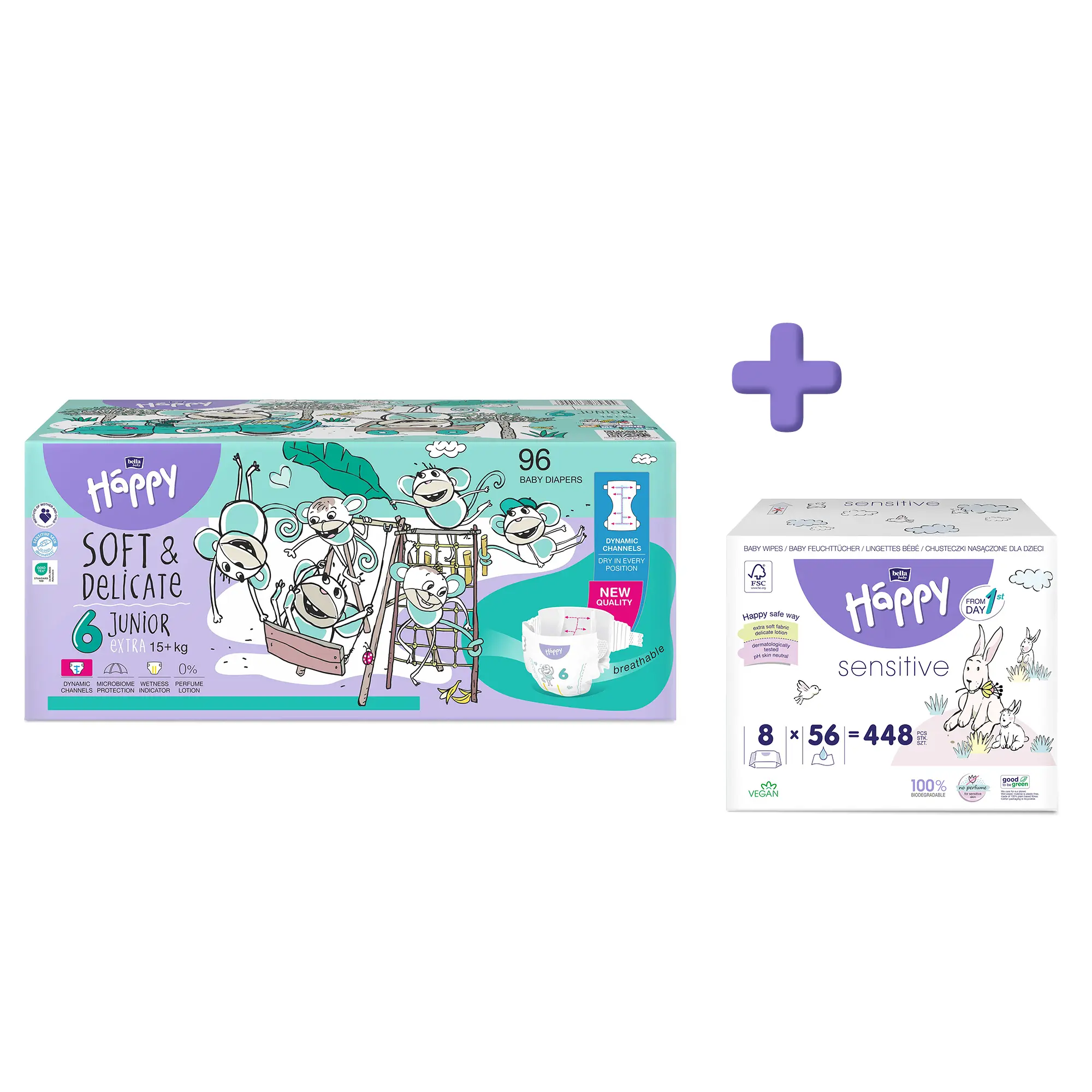 bella baby Happy Windeln Größe 6 Junior Extra 15+ kg + Feuchttücher im Set_Sen