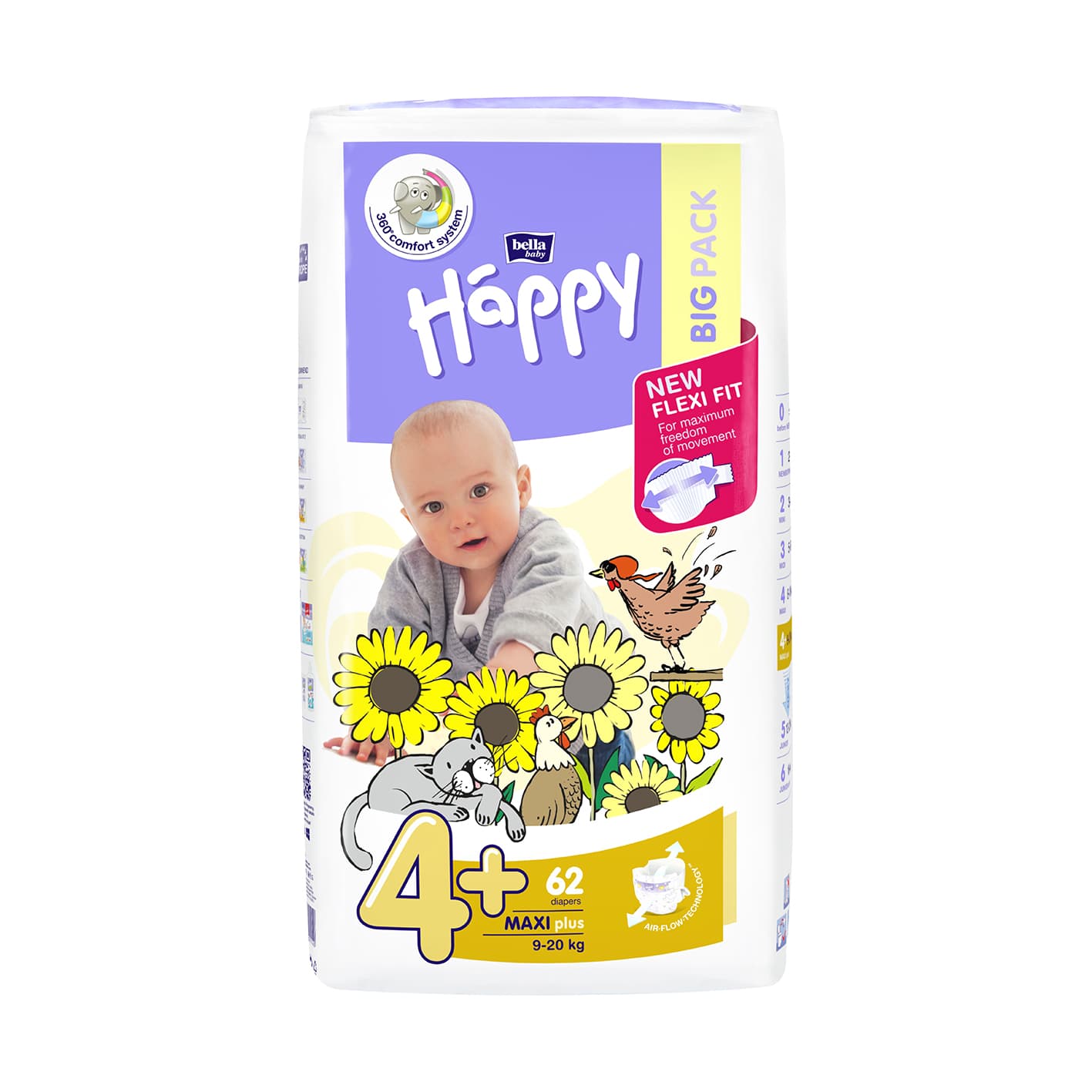 bella baby Happy Windeln Gr.4+ Maxi Plus 9-20kg BIG PACK 62 Stück