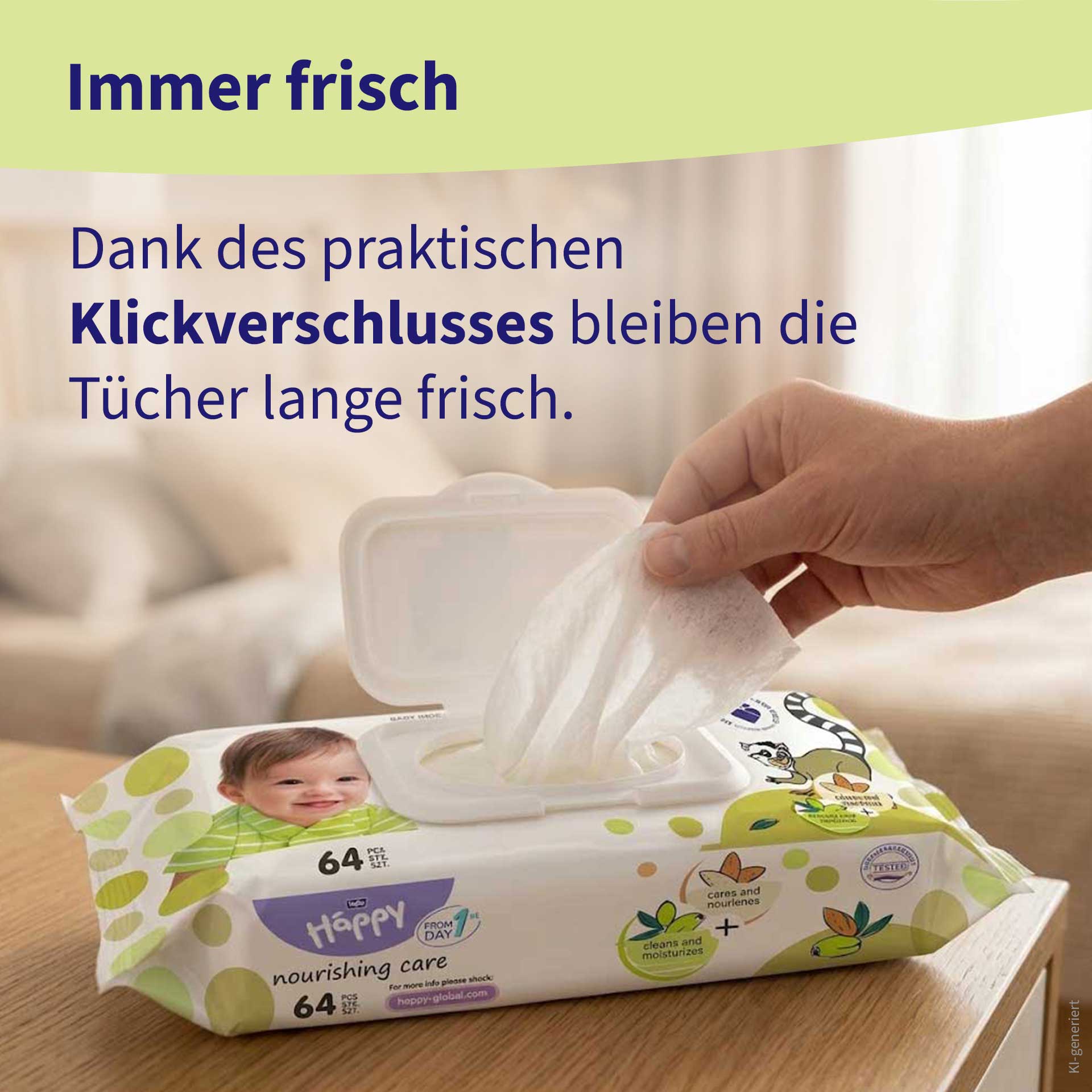 bella baby Happy Feuchttücher Mandel und Olive mit Klickverschluss 64 Stück