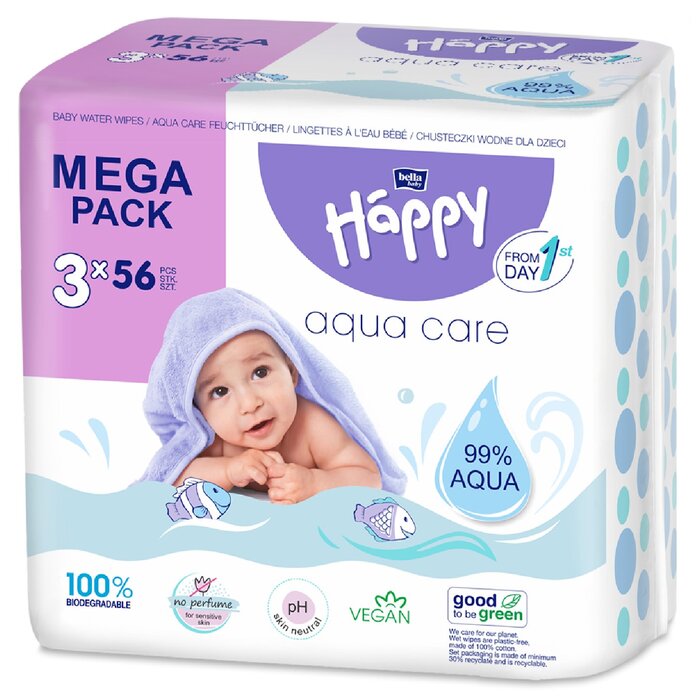 bella baby Happy Feuchttücher Aqua Care 99% Wasser 3x56 Stück