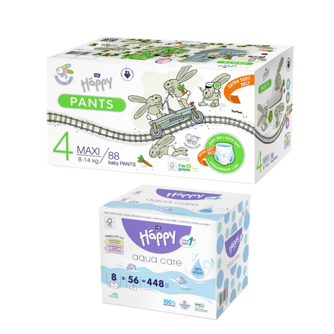 Ökopack Pants Gr. 4 Maxi 8-14kg 88 St. + 8er Pack Aqua Care Feuchttücher