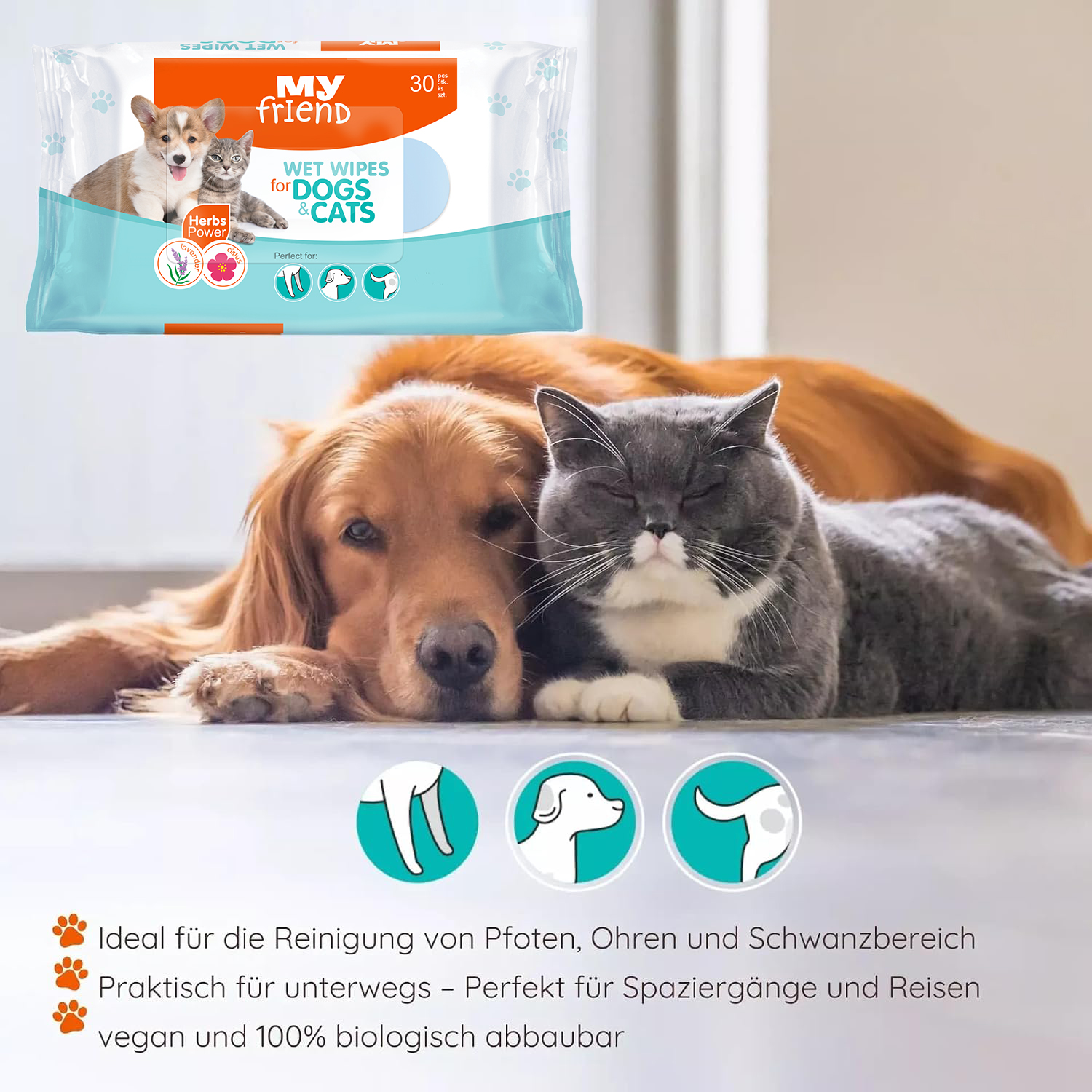 My Friend Feuchttücher für Tiere 30 Stück