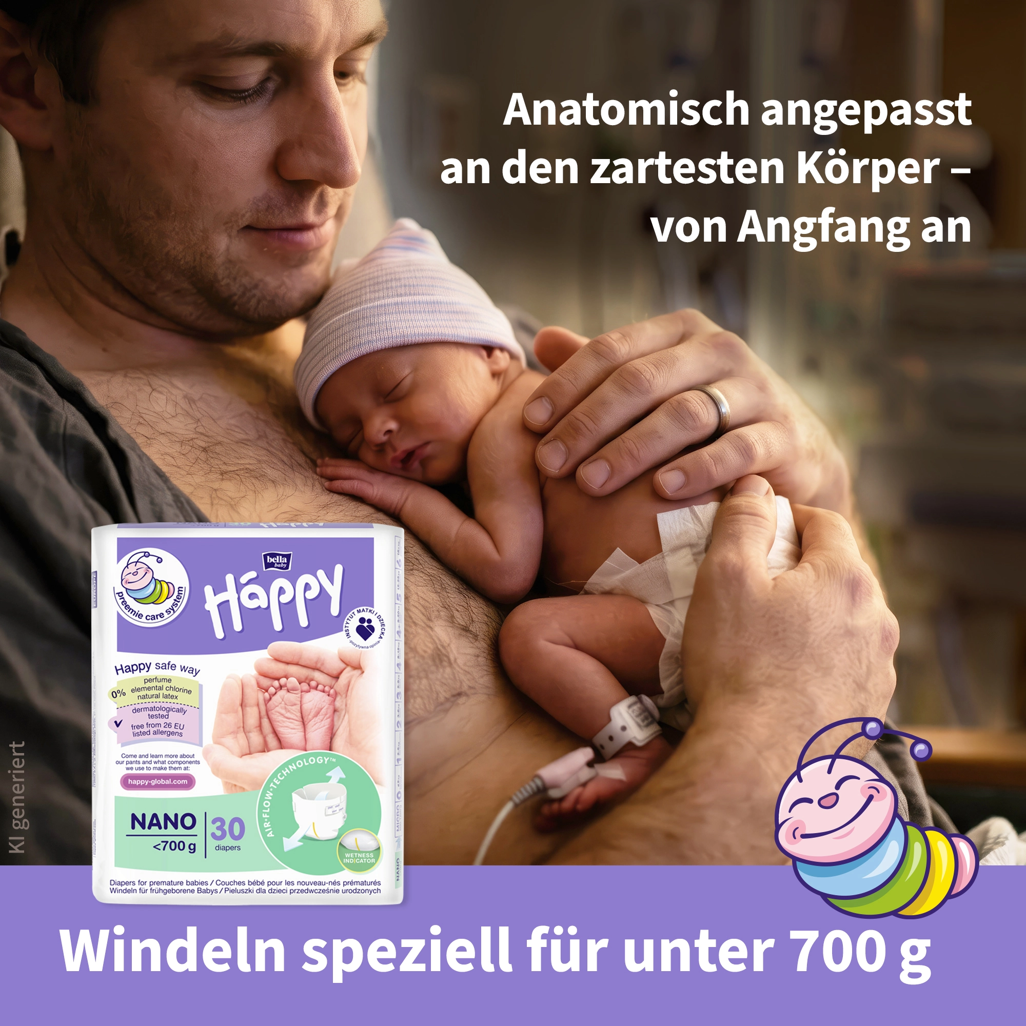 bella baby Happy, Windeln, für Frühgeborene, Nano, unter 700 g (30 Stück)