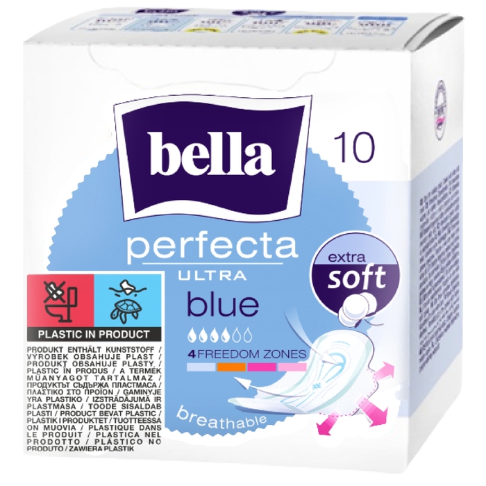 bella Perfecta Ultra Damenbinden Blue mit Flügeln Extra Soft in der Faltschachtel 10 Stück