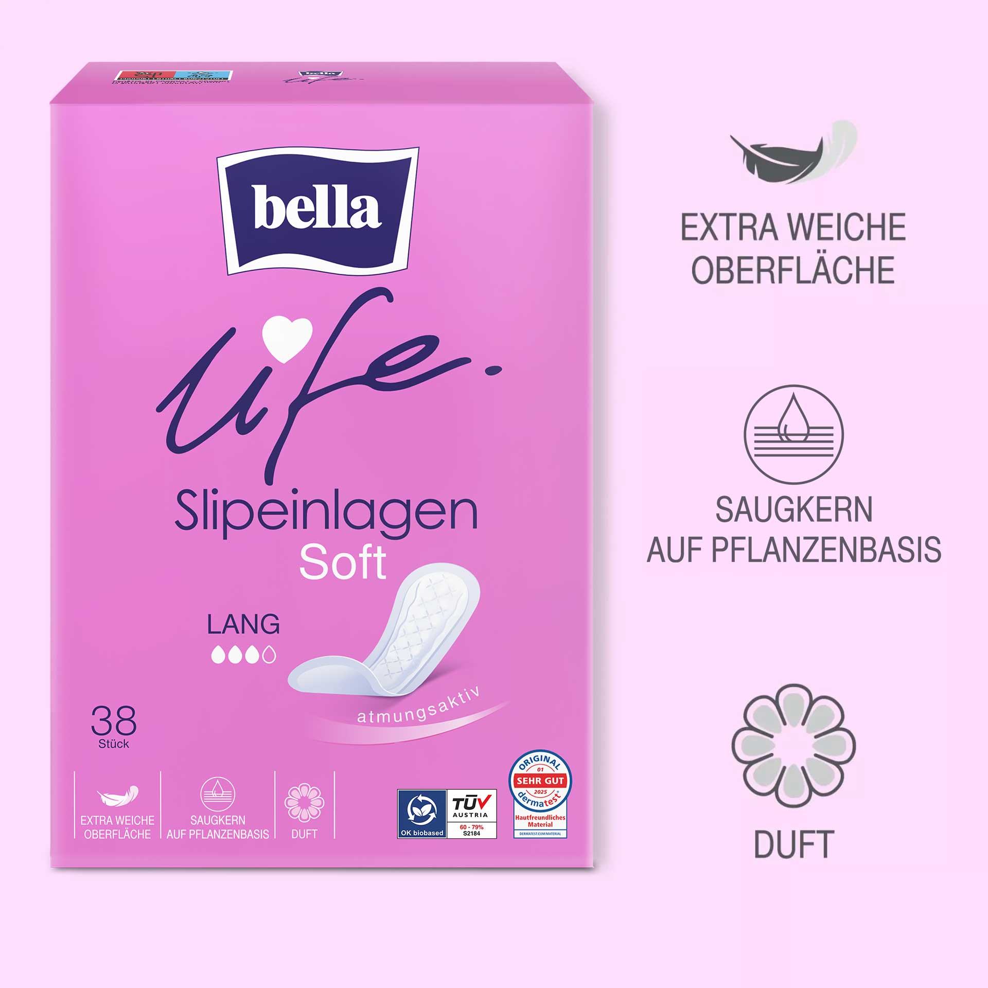 bella life Slipeinlagen Soft Lang mit Frischeduft 38 Stück
