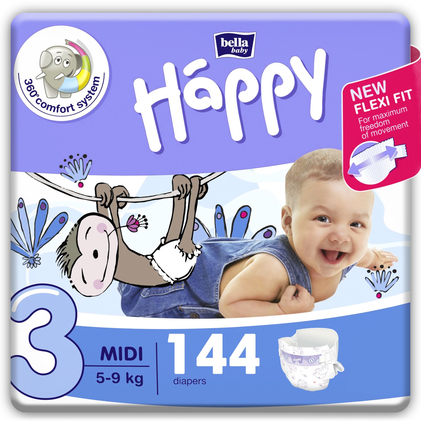 1. Happy Box WindelGröße: Midi Gr. 3 (5-9kg), Feuchttücher Sorte: Haferprotein & Panthenol