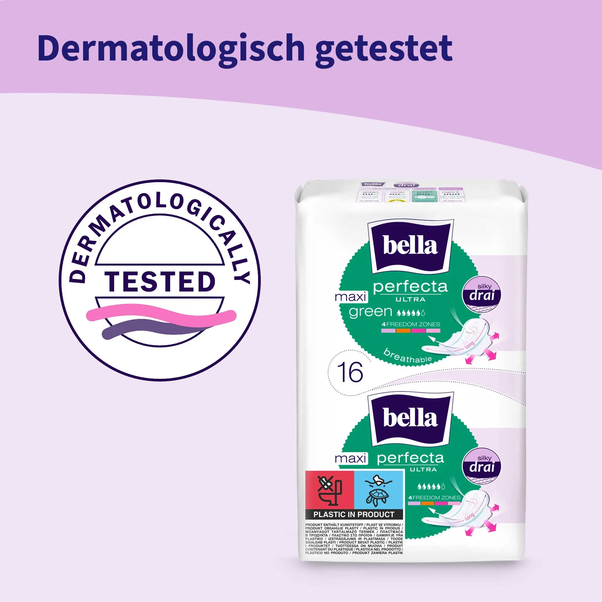 bella Perfecta, Ultra Binden Maxi Green, mit Flügeln, Silky Drai (16 Stück)