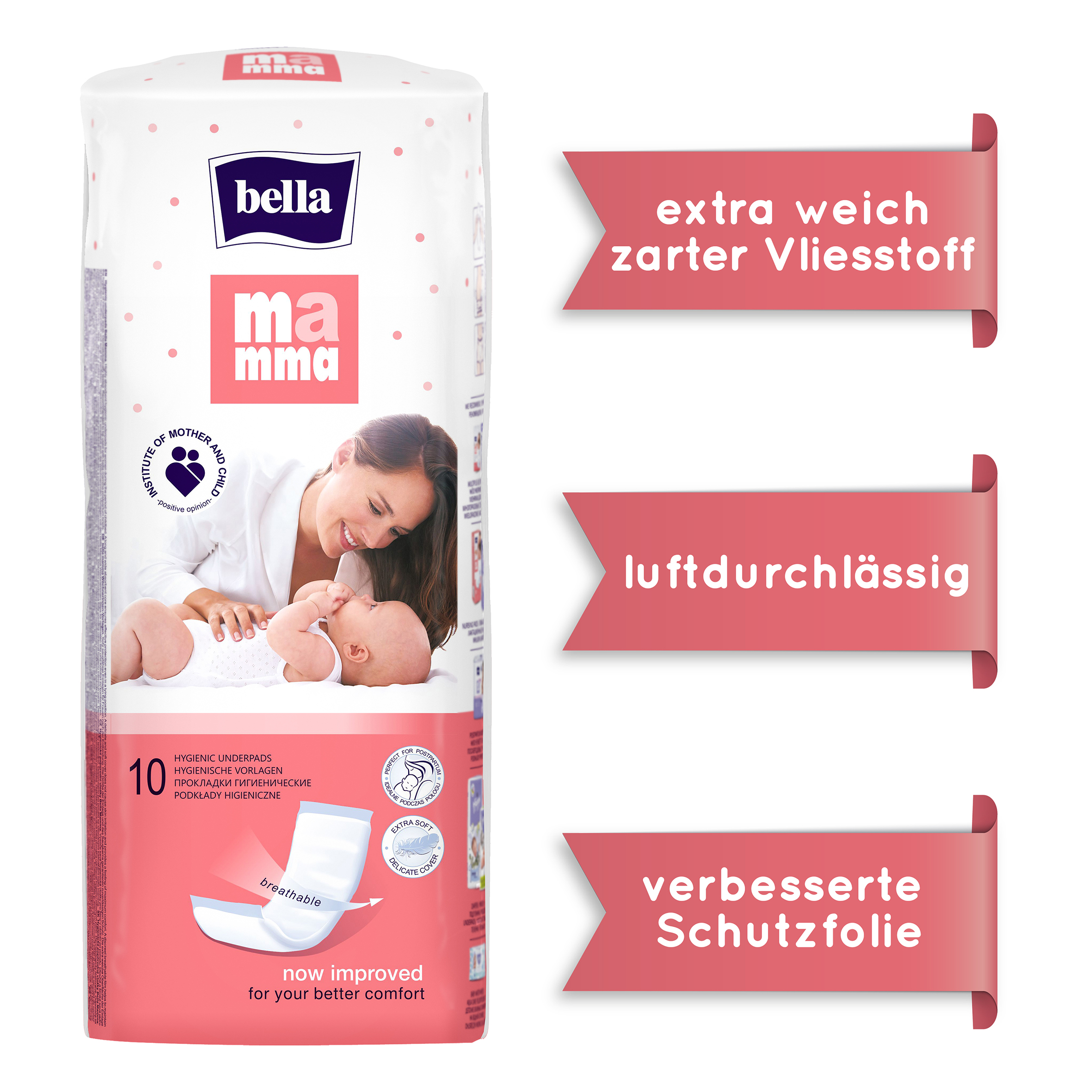 bella Mamma Wöchnerinnen Vorlagen / Vlieswindeln 34x12 cm 10 Stück