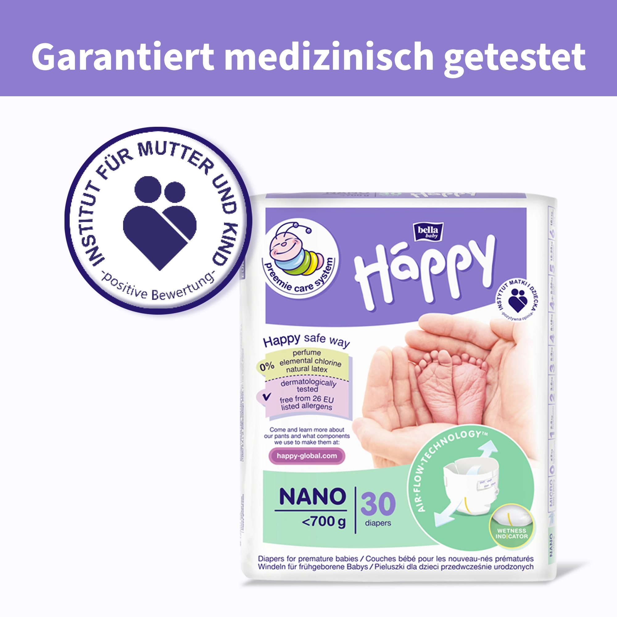 bella baby Happy Windeln für Frühgeborene Nano  unter 700g 30 Stück
