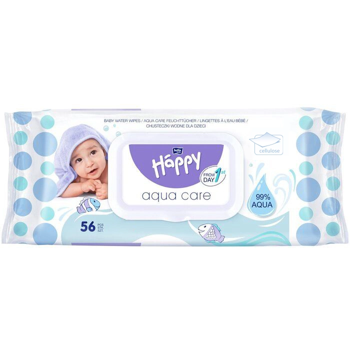 bella baby Happy Feuchttücher Aqua Care 99% Wasser mit Klickverschluss 56 Stück