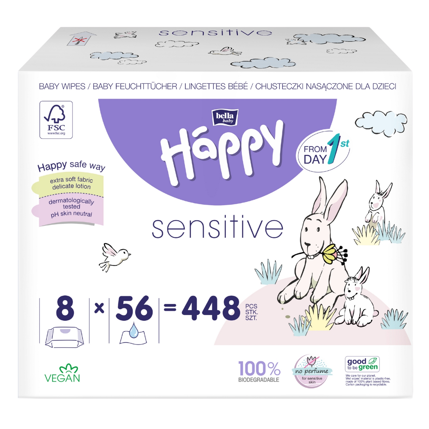 bella baby Happy Feuchttücher Sensitive 8x56 Stück