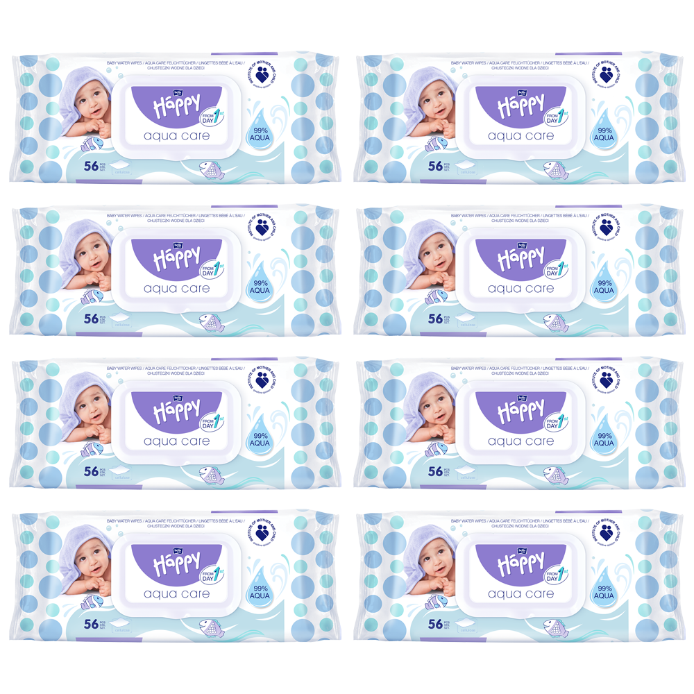 Vorteilsbox bella baby Happy Feuchttücher Aqua Care mit Klickverschluss 8x56 Stück