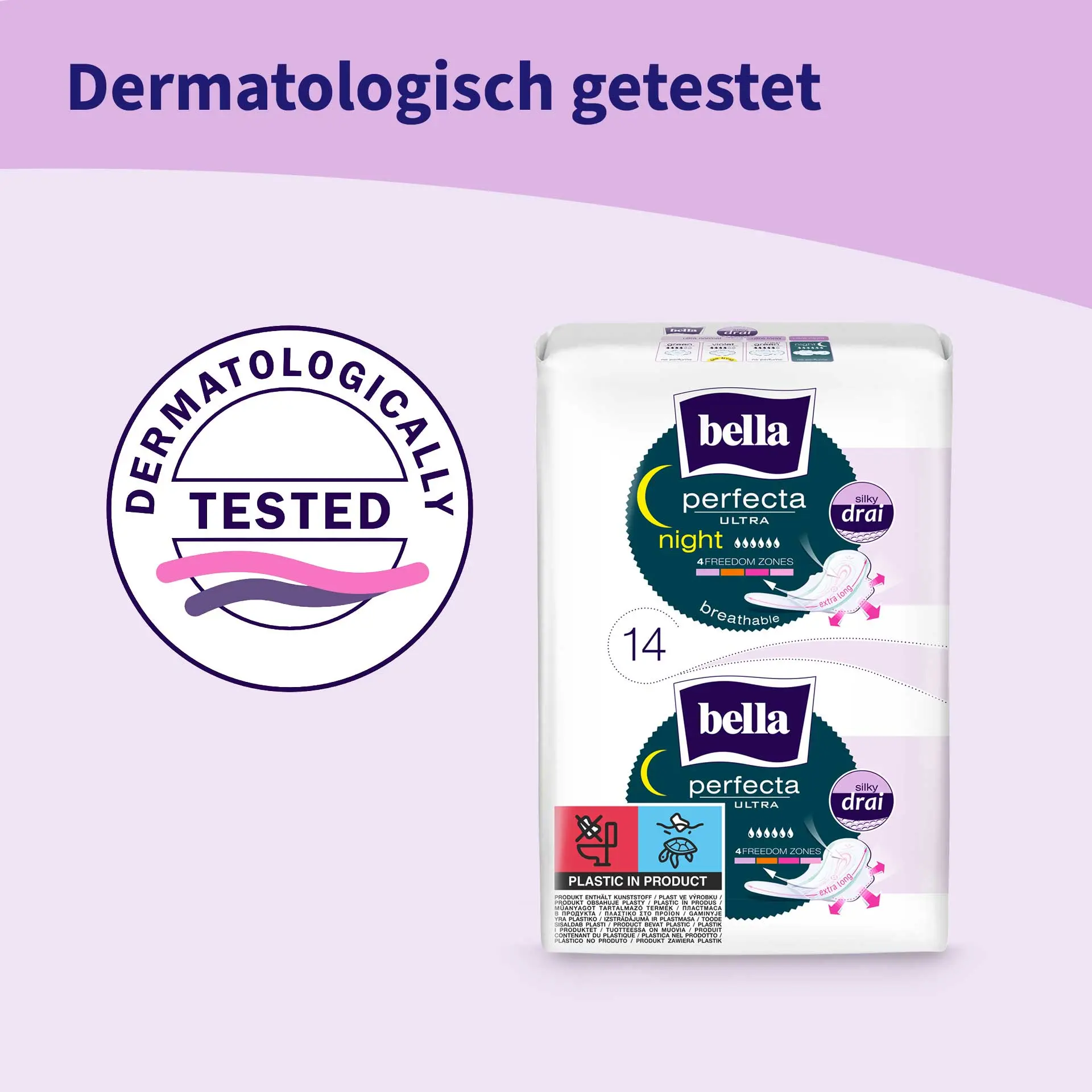 bella Perfecta, Ultra Binden Night, mit Flügeln, Silky Drai (14 Stück)