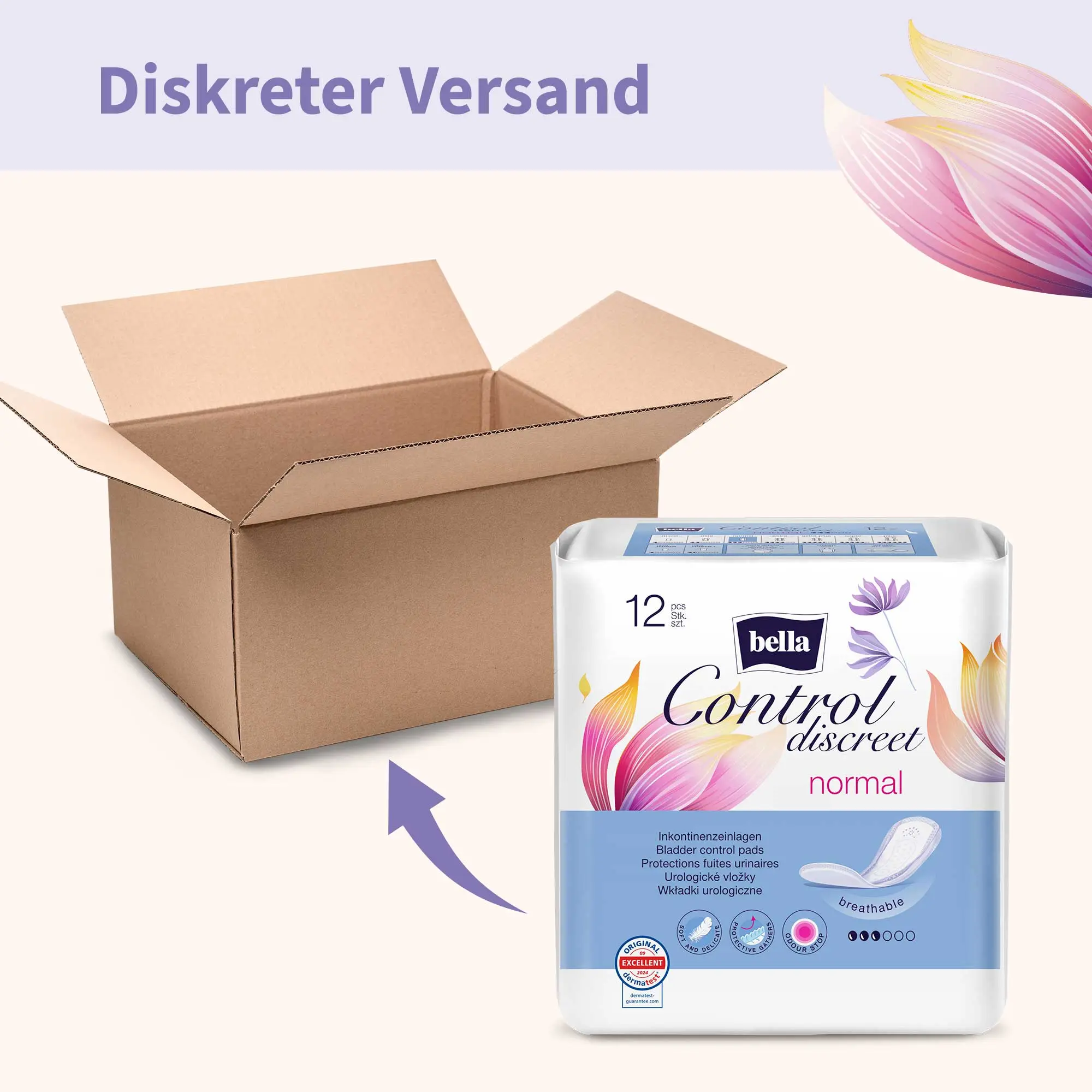 Bladder control pads BELLA CONTROL DISCREET NORMAL 12 pcs