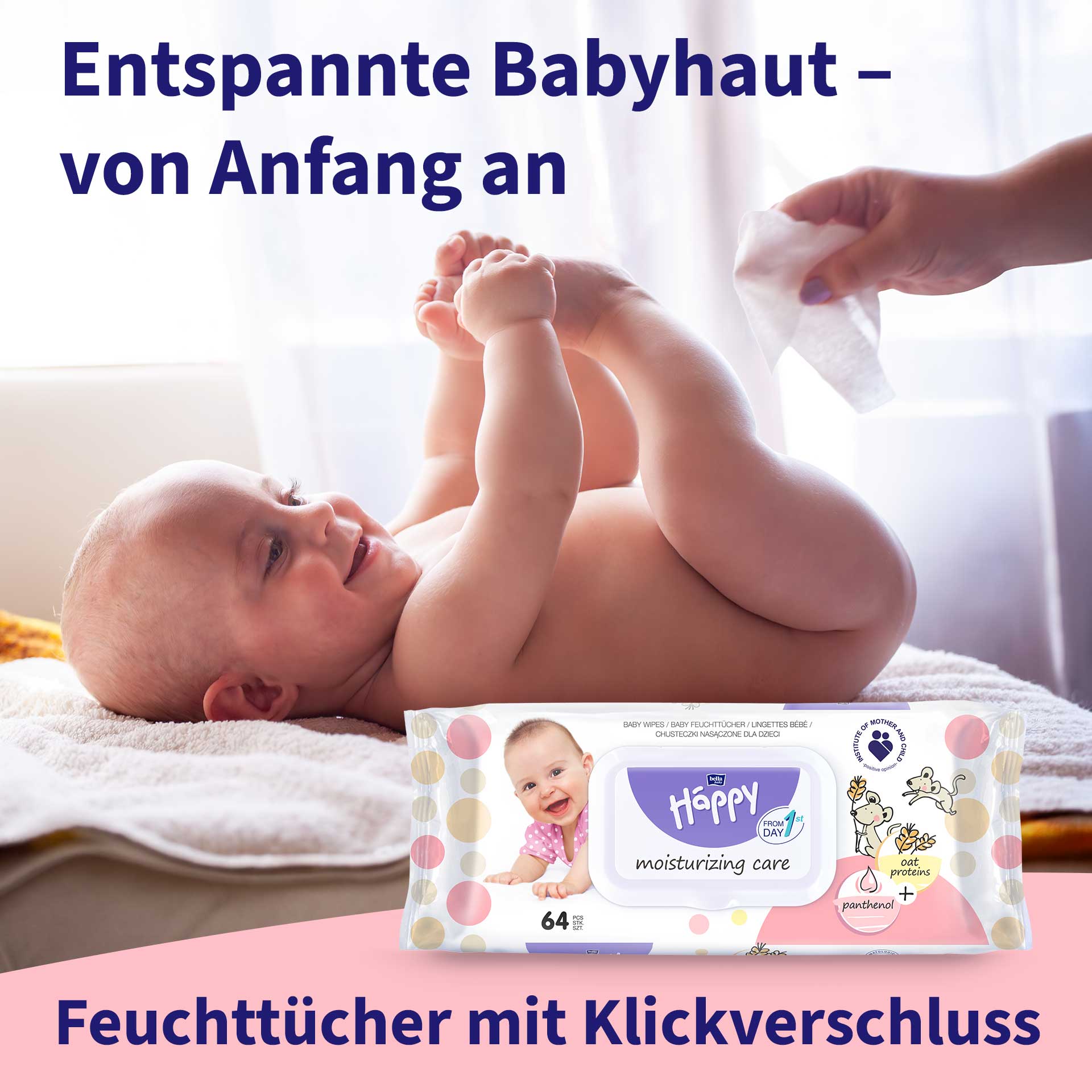bella baby Happy Feuchttücher Haferproteine und Panthenol mit Klickverschluss 64 Stück