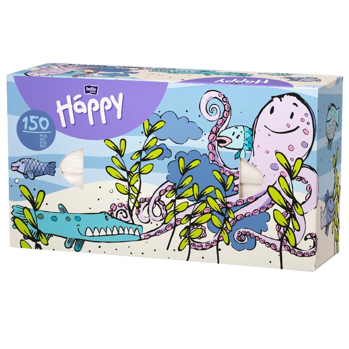 bella baby Happy Taschentücher Box Oktopusmotiv 2-lagig 150 Stück