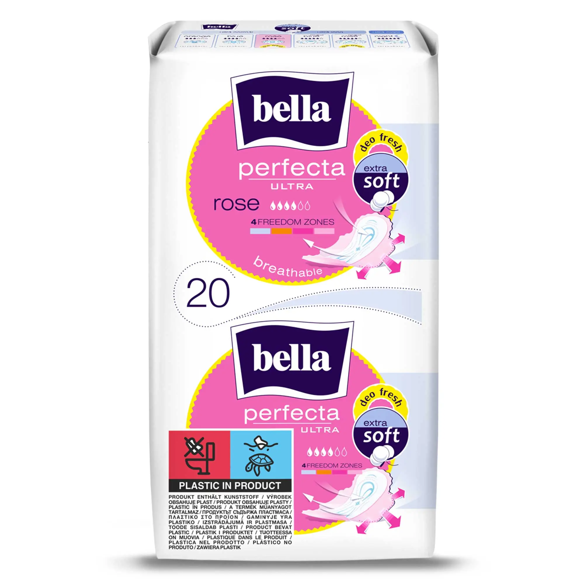 bella Perfecta, Ultra Binden Rosé, mit Flügeln und Duft, Extra Soft (20 Stück)